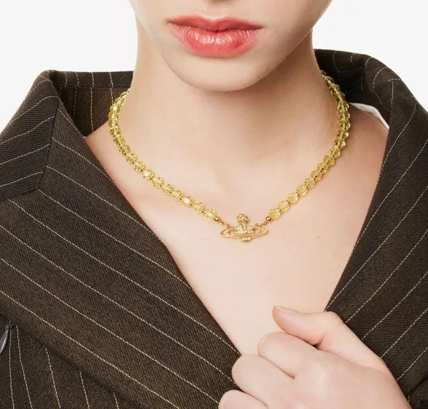 Vivienne Westwood Messaline gold-tone brass crystal-embellished choker Necklace - Image 4