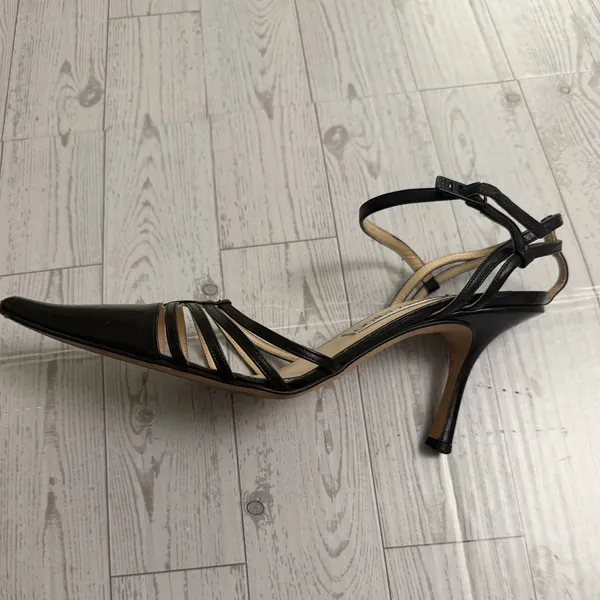 00s Y2k‎ JIMMY CHOO Black Strappy Cut Out Pointed Toe Stiletto Heeled Shoes 38.5 - Image 8