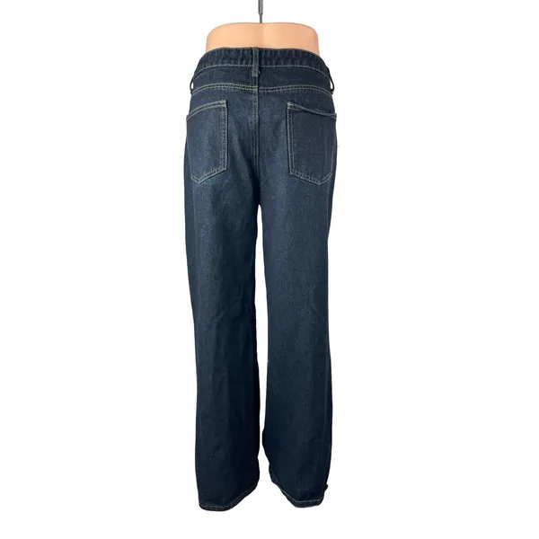 Edikted Women's Black Dark Wash High Rise Wide Leg Baggy Denim Jeans Size XL - Image 4