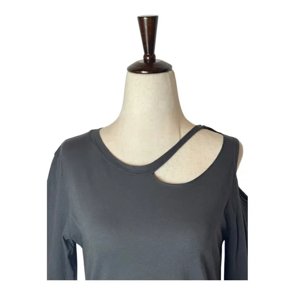 LNA Shirt Women XS Gray Cotton Cut Out Neckline Lightweight Tee Punk‎ Athleisure - Image 3