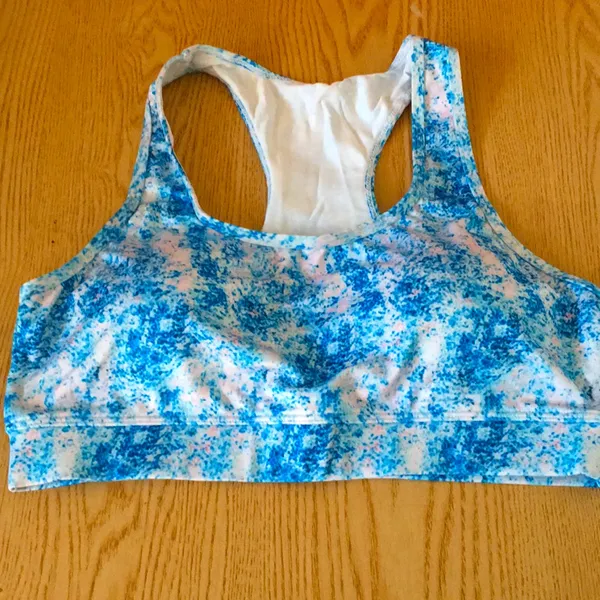 New Blue Galaxy Sports Bra with Removable Padding Blue White Size Large - Image 3