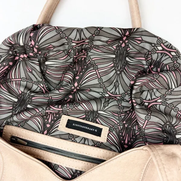 Anthropologie Carson Faux Leather Braided Tote Bag Tan Boho Bohemian Festival - Image 14