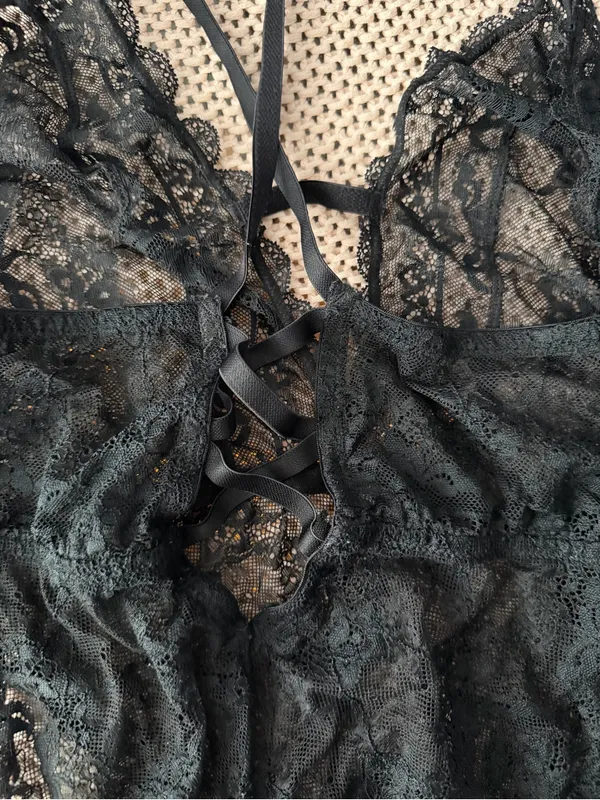 Black lace bodysuit #lingerie #bodysuit No label size s/m - Image 4