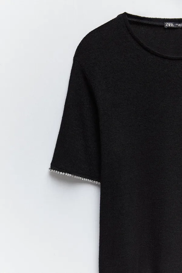 NWT Black Soft-Touch Top W Embellished Trim - Image 5