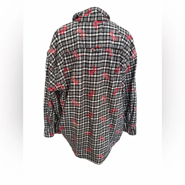 BDG Dani Black & White Plaid Button-Up Shacket‎ bows size medium - Image 5