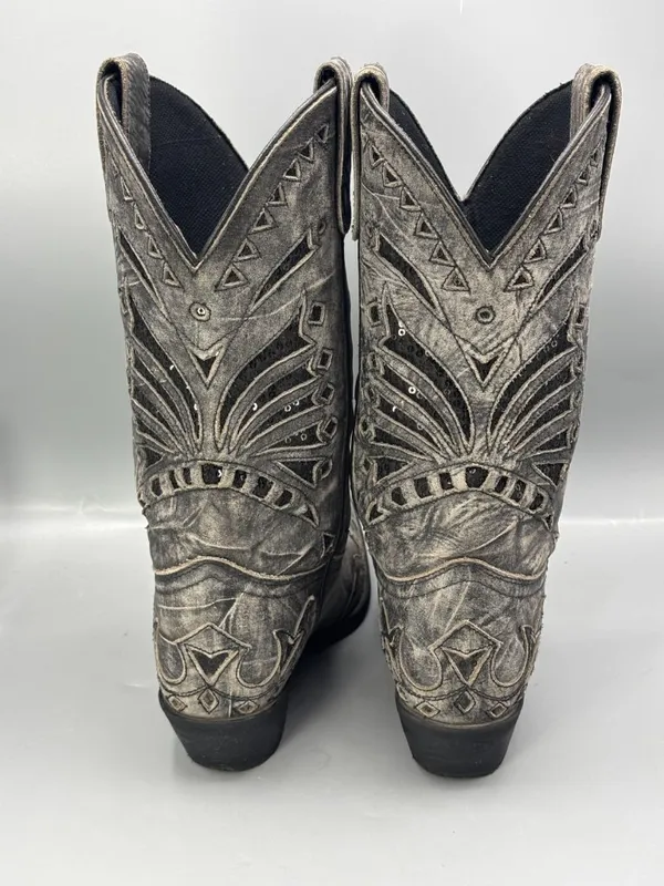 Laredo Stevie Western Boots Womens 6 Gray Intricate Cutouts Cowgirl Horse 52120 - Image 5