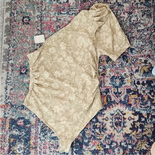 Free People NWT Somethin Bout You One Shoulder Floral Cactus Combo Bodysuit - Image 4