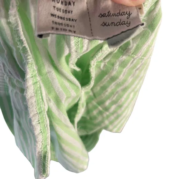 Anthropologie Saturday Sunday Size Small Green Striped Flowy Pull On Shorts - Image 7