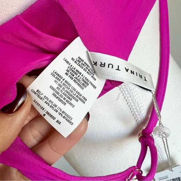 Trina Turk Atlas Buckle Bikini Top NEW in Pink Size 6 - Image 7