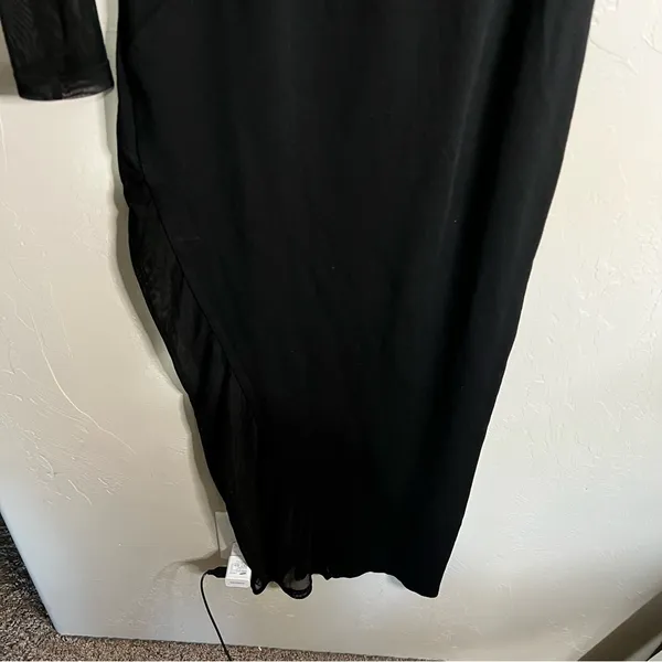 Nasty Gal‎ Black On Your Side Mesh Fitted Maxi One Sleeve Dress - Image 6