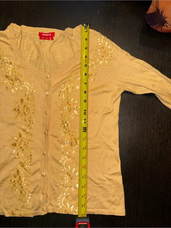 Vintage Dorothee Bis Silk/Cotton Butter Yellow Embroidered Cardigan Grandmacore - Image 6
