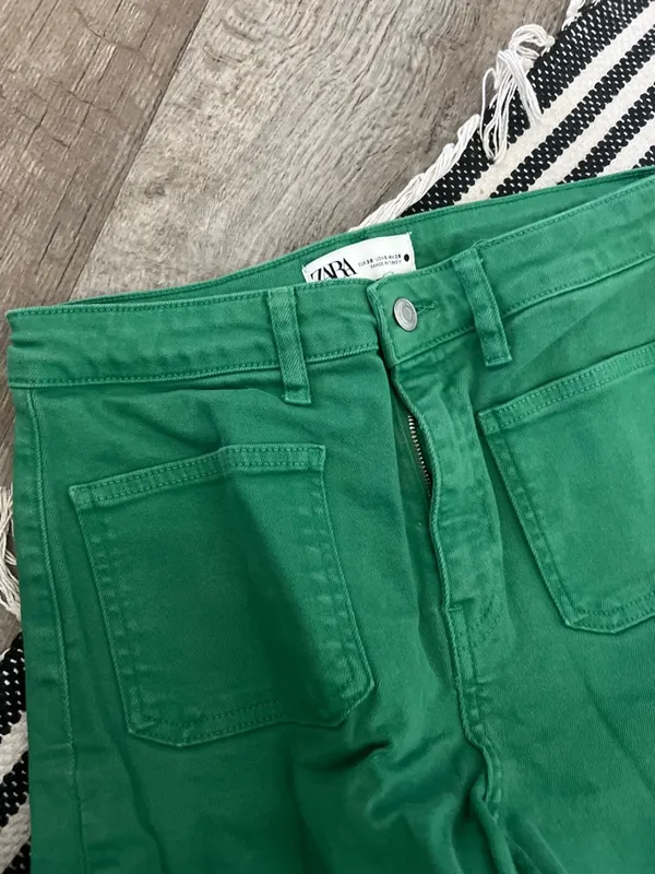 Zara Green Straight-Leg‎ Jeans size 6 - Image 8