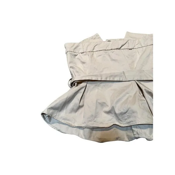 Zara Women's Sz Small Gabardine Top with Belt Light Beige Khaki Strapless Cotton - Image 9