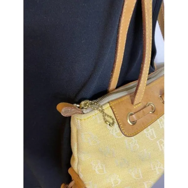 dooney and bourke fabric medium size yellow tan fa - Image 6