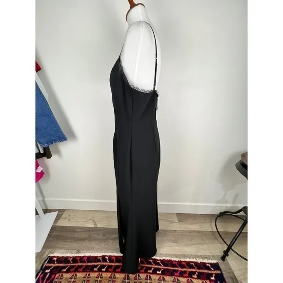 Marchesa Notte Chantilly Lace Trimmed Crepe Gown Black 12 Formal Elegant Evening - Image 16