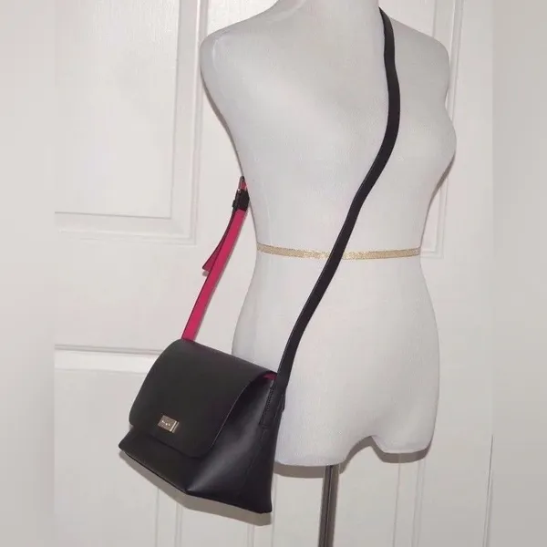 Kate Spade Madie Putnam Drive Leather Crossbody Bag Black and Hot Pink - Image 2