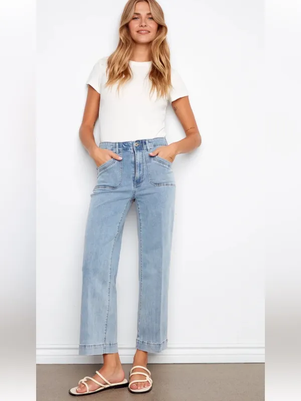 CHARLIE B Light Wash Cropped Wide-Leg Jeans - Image 2