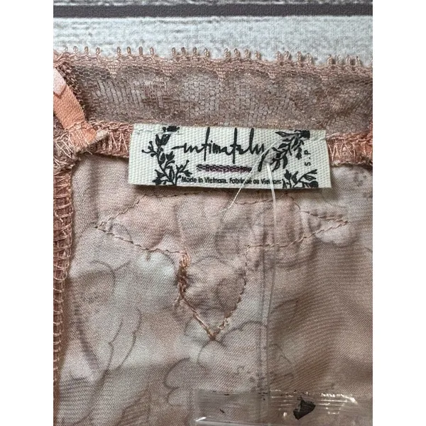 New Free People Intimately Peach/Pink Embroidered Satin Sleep Cami Small Lacey - Image 5