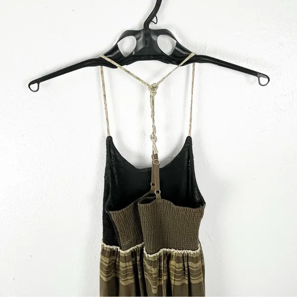 FREE PEOPLE Brown Sleeveless Knot Front Smocked Back Maxi Dress, Size 6 - Image 9