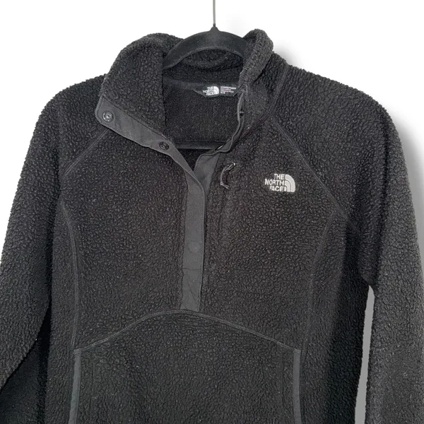 The North Face Fleece Pullover Jacket Black Snap Neck‎ Women's Medium - Image 2