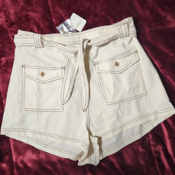 NWT Free People Ynez Retro Tie Waist Pocket Shorts Size L - Image 4