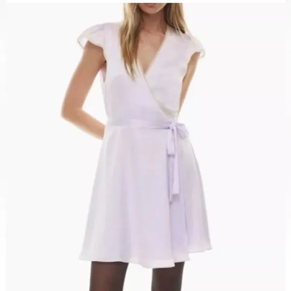 Aritzia‎ Wilfred Mademoiselle Dress Ice Lavender Satin Wrap S - Image 3
