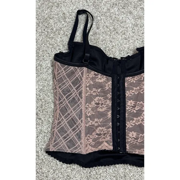 Y2K dELiA*s Dolls Kill Plaid Mesh Lace Bustier Corset Top Schoolgirl Goth Bow M - Image 9