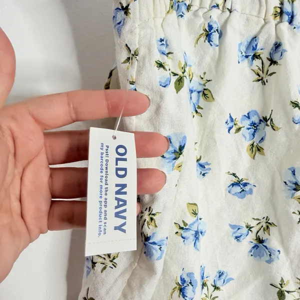 NWT Old Navy High-Waisted Linen-Blend Mini Skort White Blue XL Cottagecore‎ - Image 6