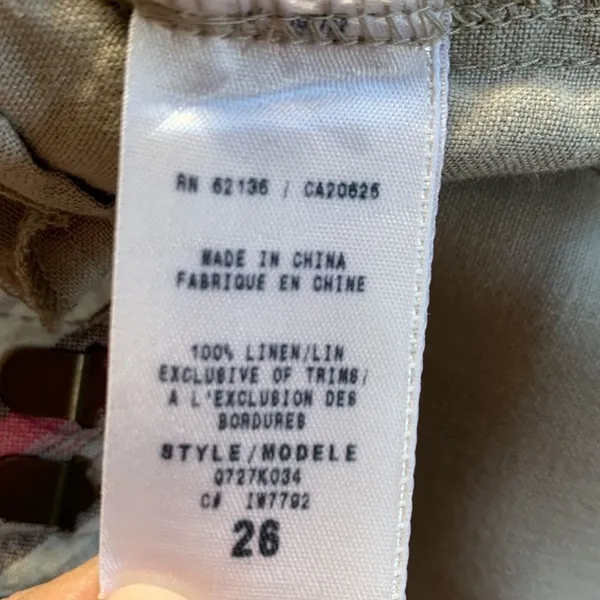 Guess Jeans Gray Belted Linen Cropped Pants Size 26 - Image 3