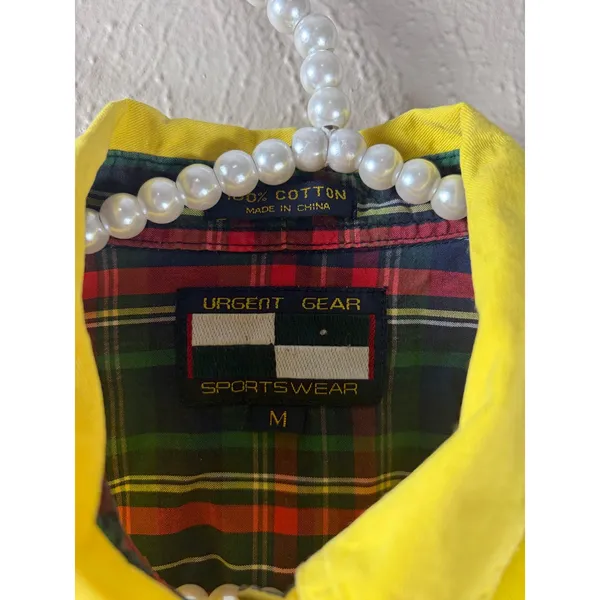 Vintage Urgent Gear Shirt Womens Size Medium Yellow Button Front Western Preppy - Image 3