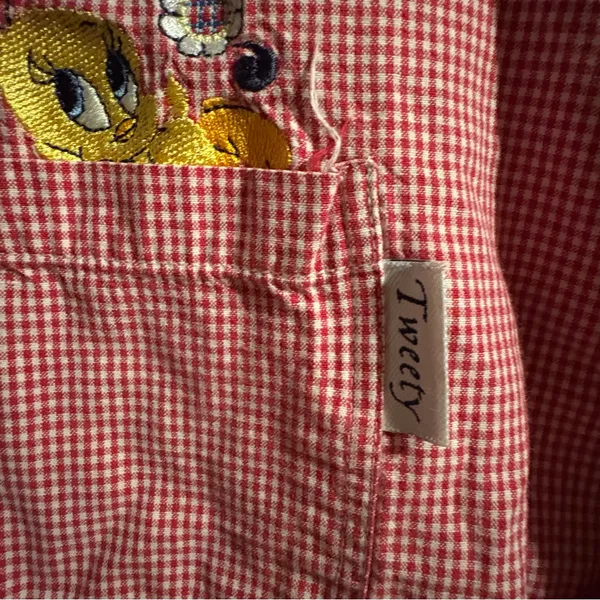 Vintage Looney Tunes Red And White Gingham‎ Tweety Button Up Womens Sz 22/24 - Image 5