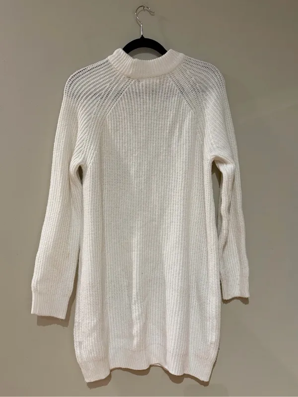 H&M White Knit Long Sleeve Sweater Dress - Image 2
