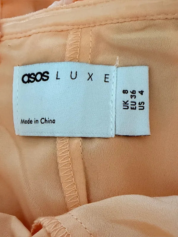 ASOS LUXE Organza Ruffle Floral Mini Dress Orange Off-Shoulder Sz. 4 NWOT - Image 4