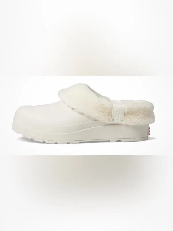 Hunter Cozy Cream Faux Shearling Slip-On Clogs - Image 4