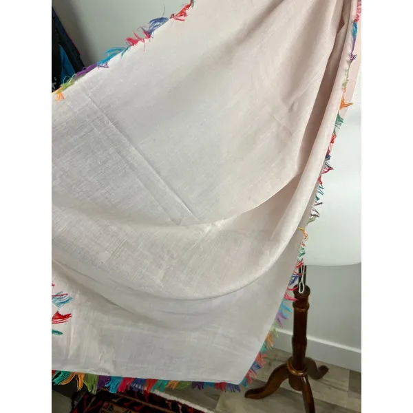 Anna & Ava Boho Multicolor Fringe Scarf Lightweight Neutral Wrap Festival Travel From India - Image 5
