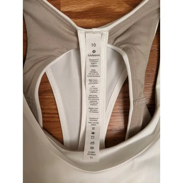 NWT Lululemon Cross Conditioning 2-in-1 Tank Built In Bra B/C Cup White Size 10 - Image 7