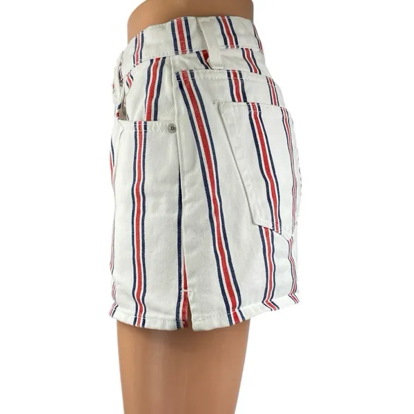 Reformation Charlie Women's White Multicolor Striped Button High Rise Shorts 28 - Image 2