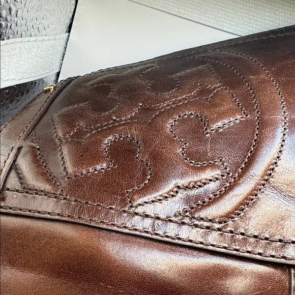 Tory Burch Marlene Riding Boots Brown Leather 9M Gold Buckle Equestrian Tall - Image 6