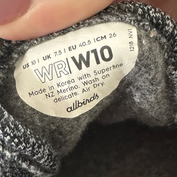 Allbirds Wool Runners Womens 10 Charcoal Grey Merino Wool Sneakers Low Top‎ - Image 5