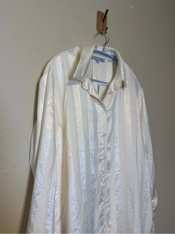 Baltic Born Kieran Striped Button Up Satin Cream Top Size Small NWT‎ - Image 2