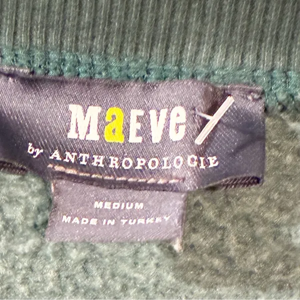 Anthropologie Maeve Green Arm Stripe Womens‎ Medium Green Crew Neck Long Sleeve - Image 3