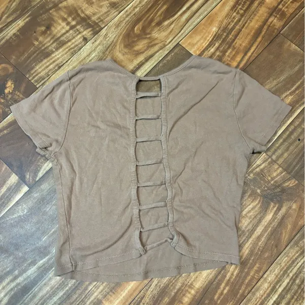 Brown Butterfly Graphic Crop Top - Image 5