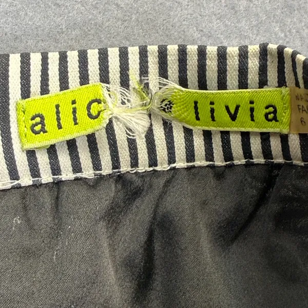 Alice + Olivia Black White Striped‎ A-Line Mini Skirt Size 6 Exposed Zipper - Image 2