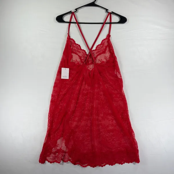 Auden Red Floral Lace Chemise Nightgown Sheer Adjustable Straps Medium NWT - Image 10