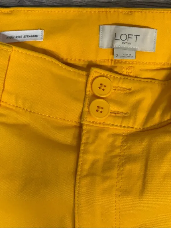 LOFT High Rise Straight Pants Size 2 Golden Yellow Stretch - Image 5