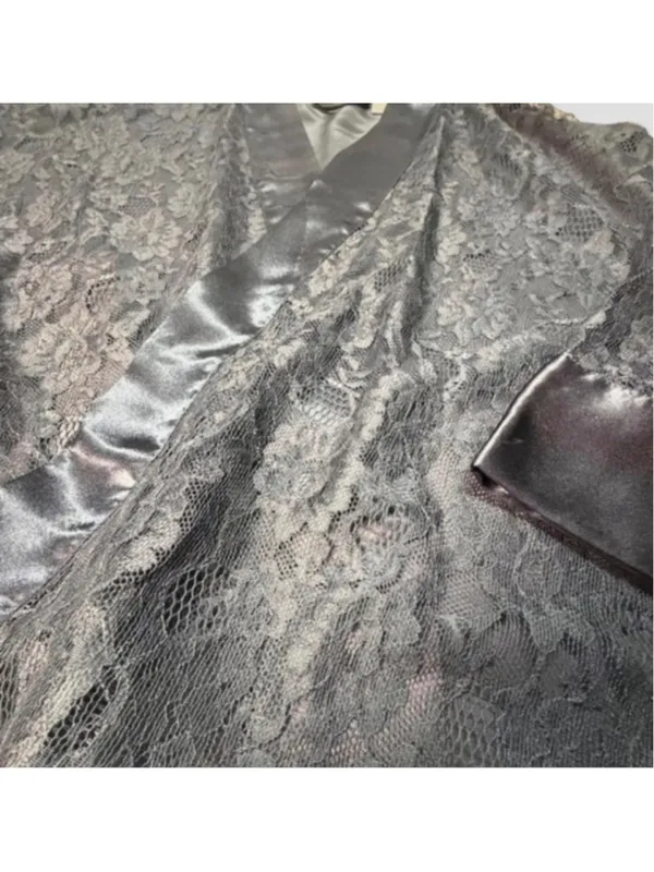 ✨Vintage Victoria’s Secret Gold Label Lace Kimono Robe Black OS Whimsigoth✨ - Image 5