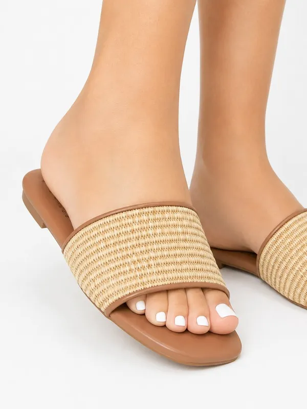 A New Day NWT Maren Natural Woven Raffia Slide Sandals Size 11 Memory Foam - Image 2