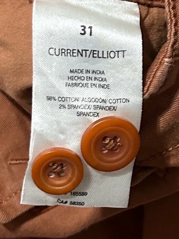 Current/Elliott The Captain Pant cuffed trouser rust brown Cappuccino size 31 - Image 9