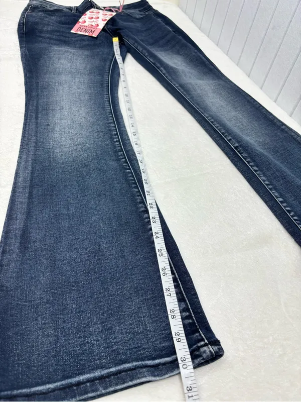 Love Soho Dark Blue Flare Jeans - Low Rise Stretch Size 5 NEW - Image 8