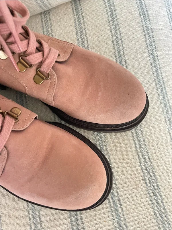 Anthropologie Shane Suede Leather Lace-Up Combat Boots Pink EU 39 / US 8-8.5 - Image 4